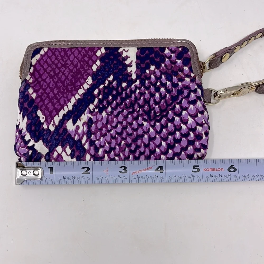 Diane Von Furstenburg Wristlet Wallet Purple Nylon Snake Pattern Stud Leather